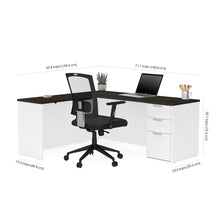 72W L-Shaped Desk with Pedestal