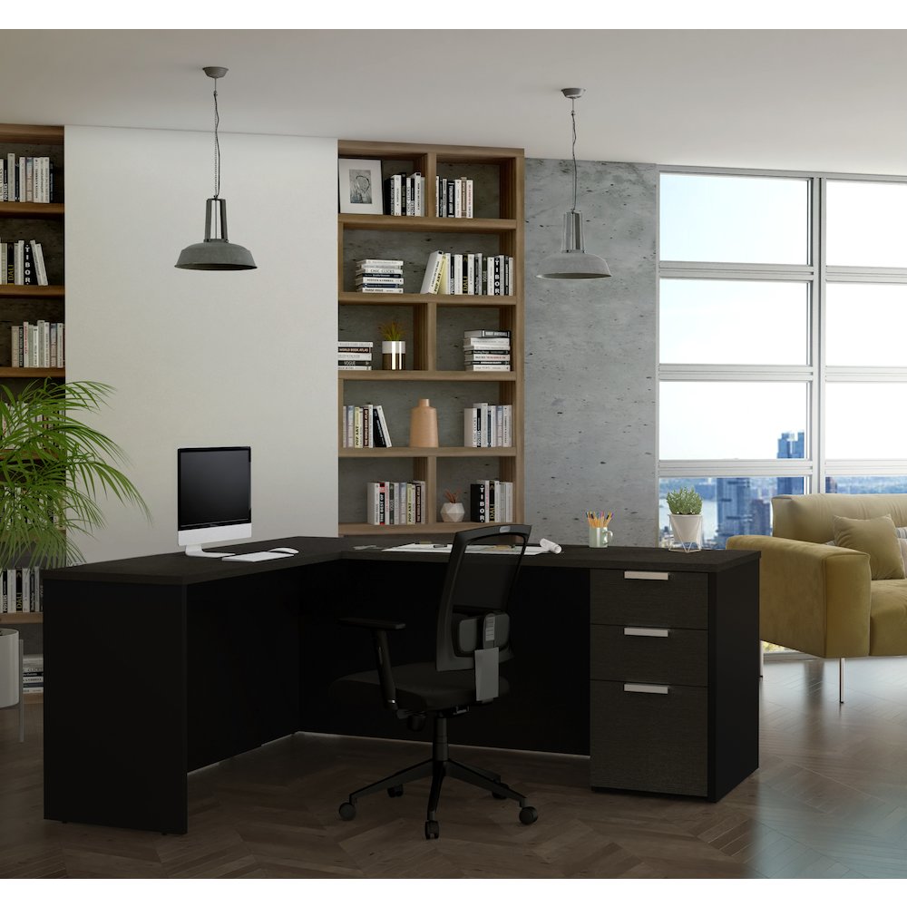 72W L-Shaped Desk with Pedestal