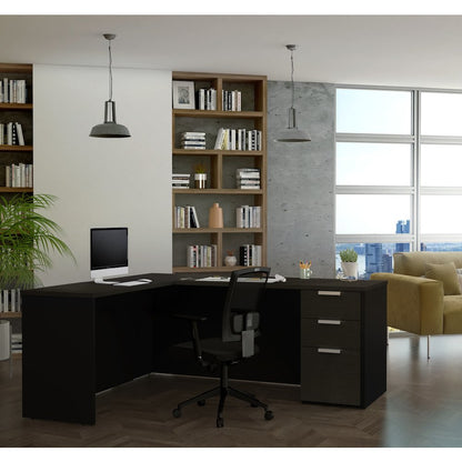 72W L-Shaped Desk with Pedestal