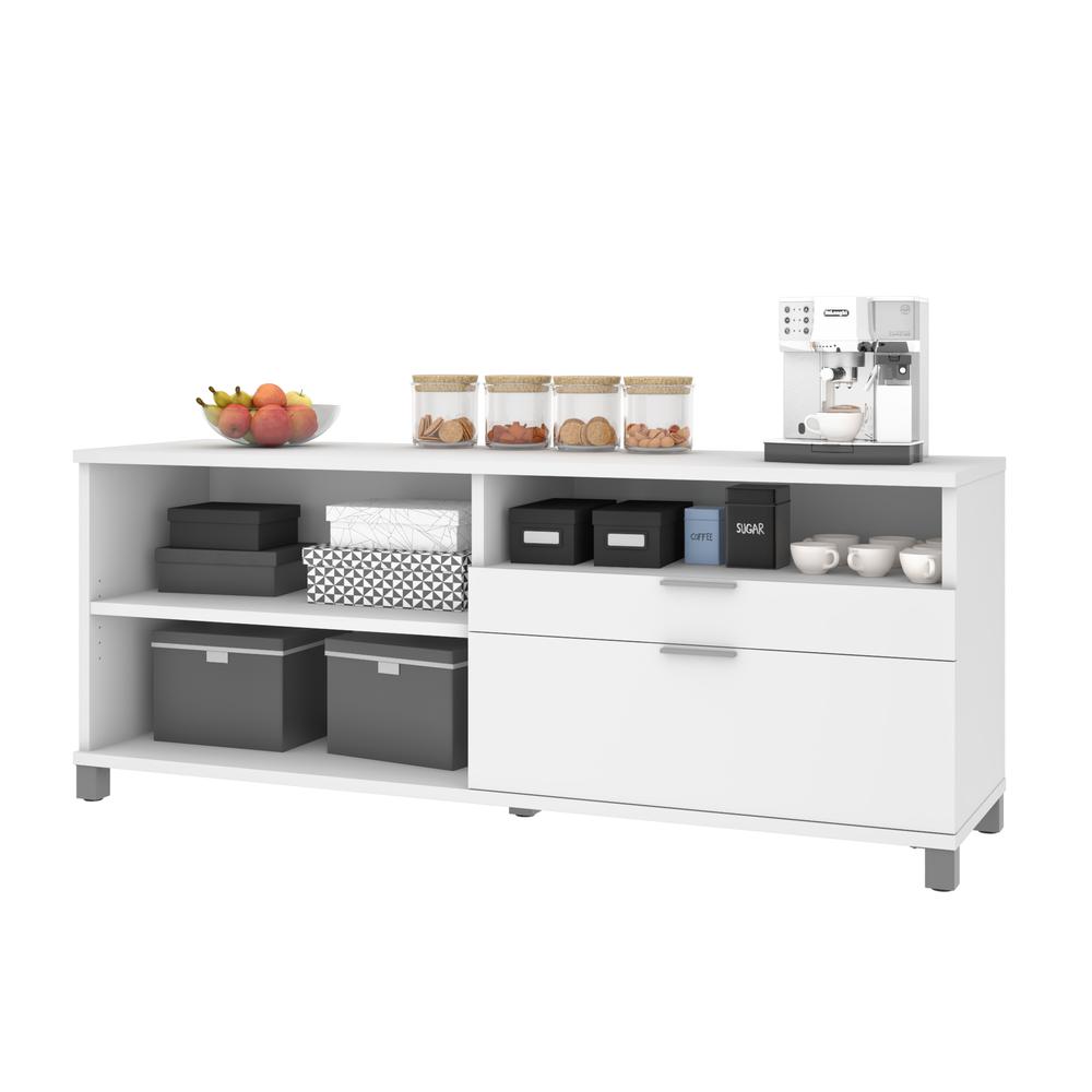 Bestar Pro-Linea 72W Credenza with 2 Drawers , White