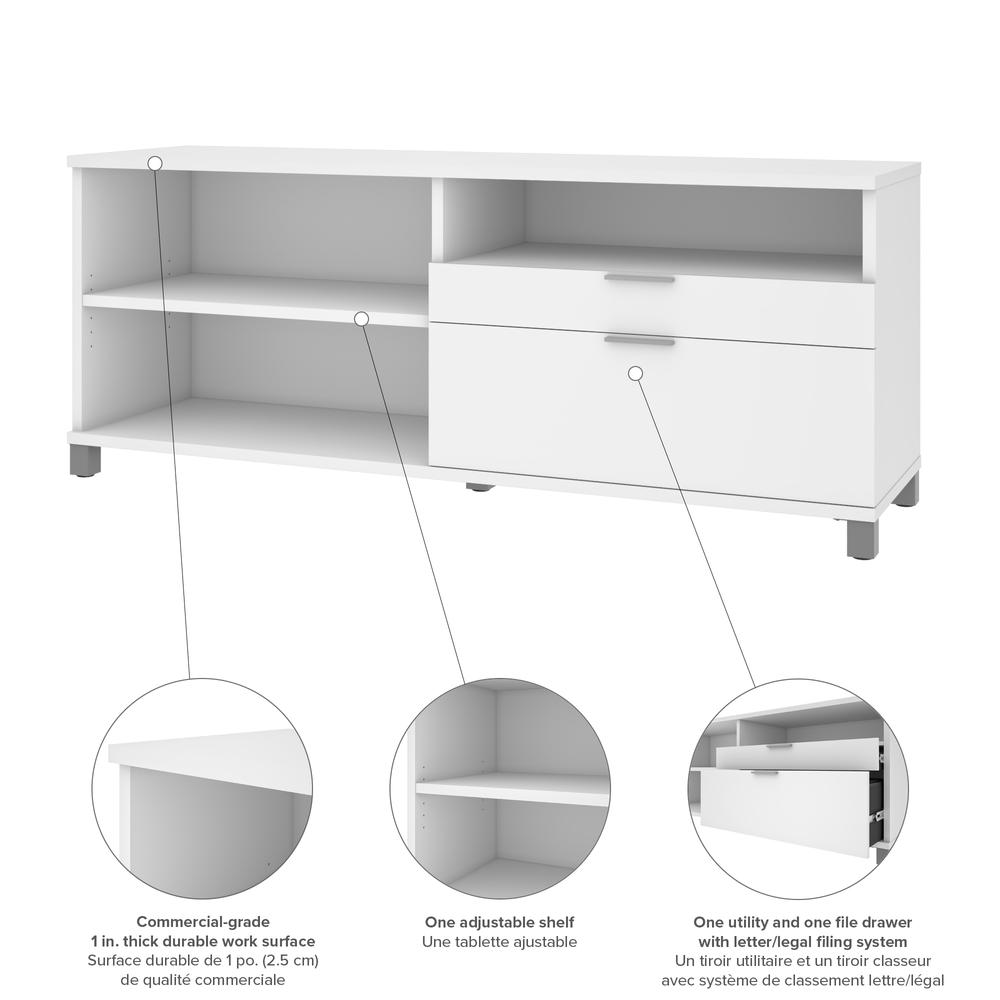 Bestar Pro-Linea 72W Credenza with 2 Drawers , White