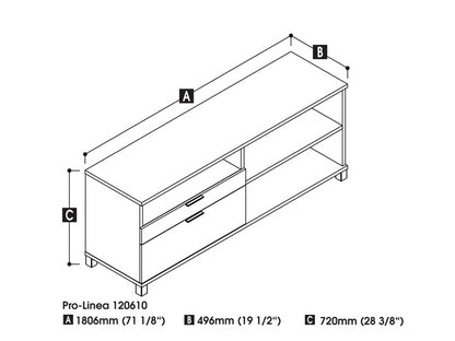 Pro-Linea Credenza with two drawers in Bark Gray