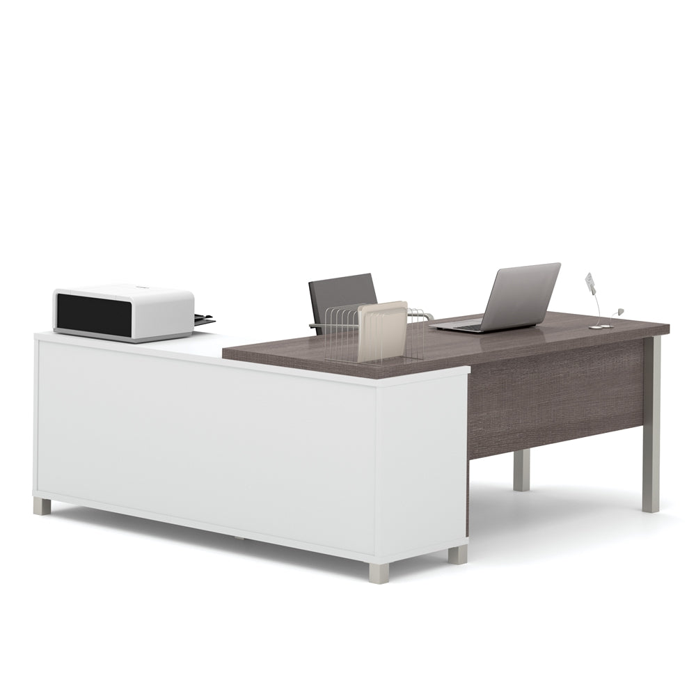 72W L-Shaped Desk with Metal Legs