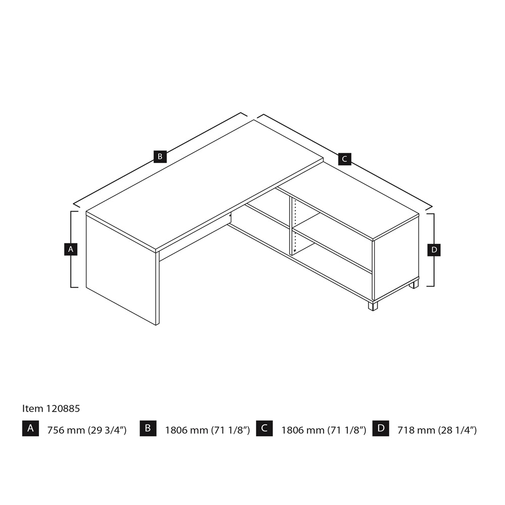 72W L-Shaped Computer Desk