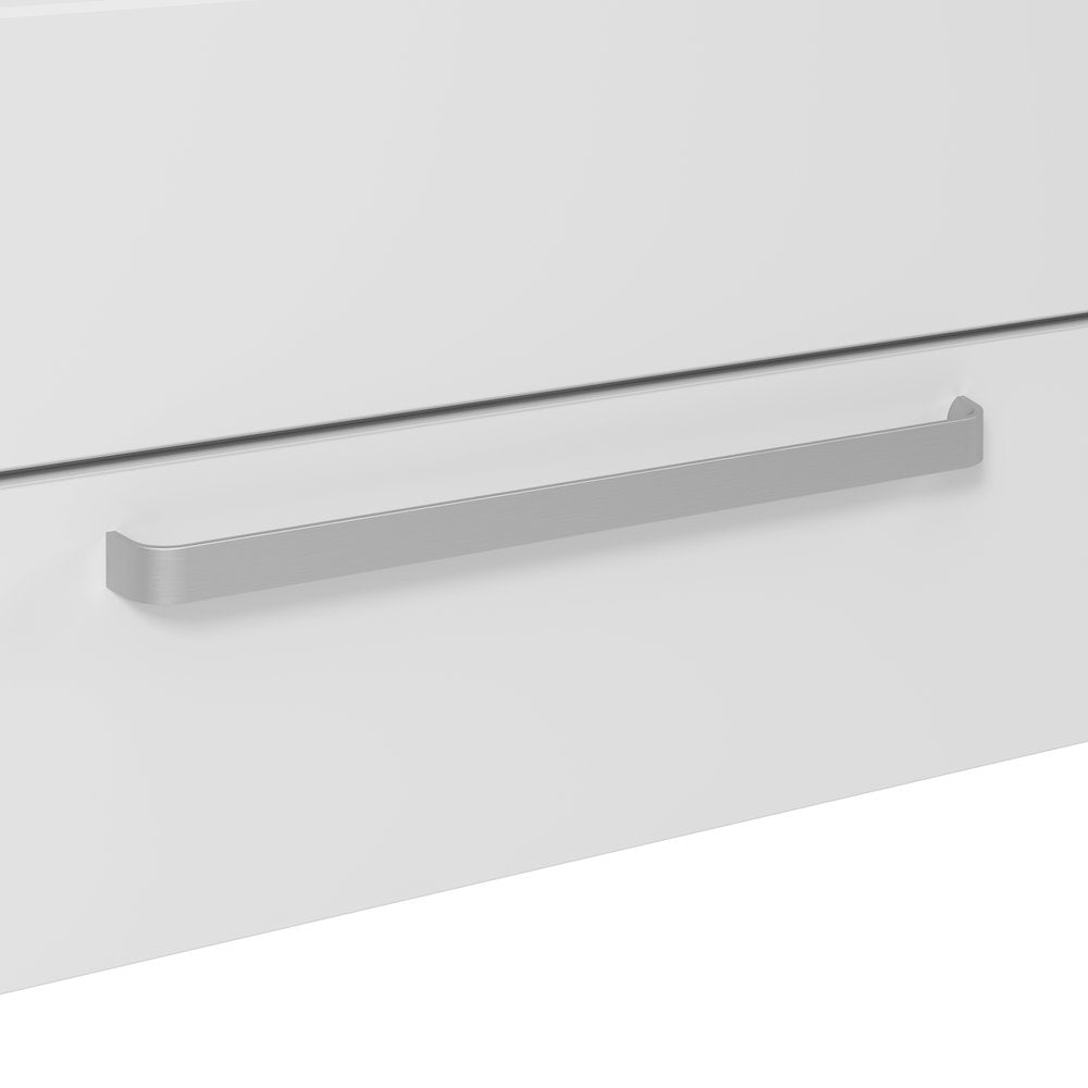 63W Queen Murphy Cabinet Bed with Pullout Drawer in White/Platinum Gray