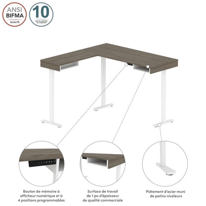 72W L-Shaped Standing Desk