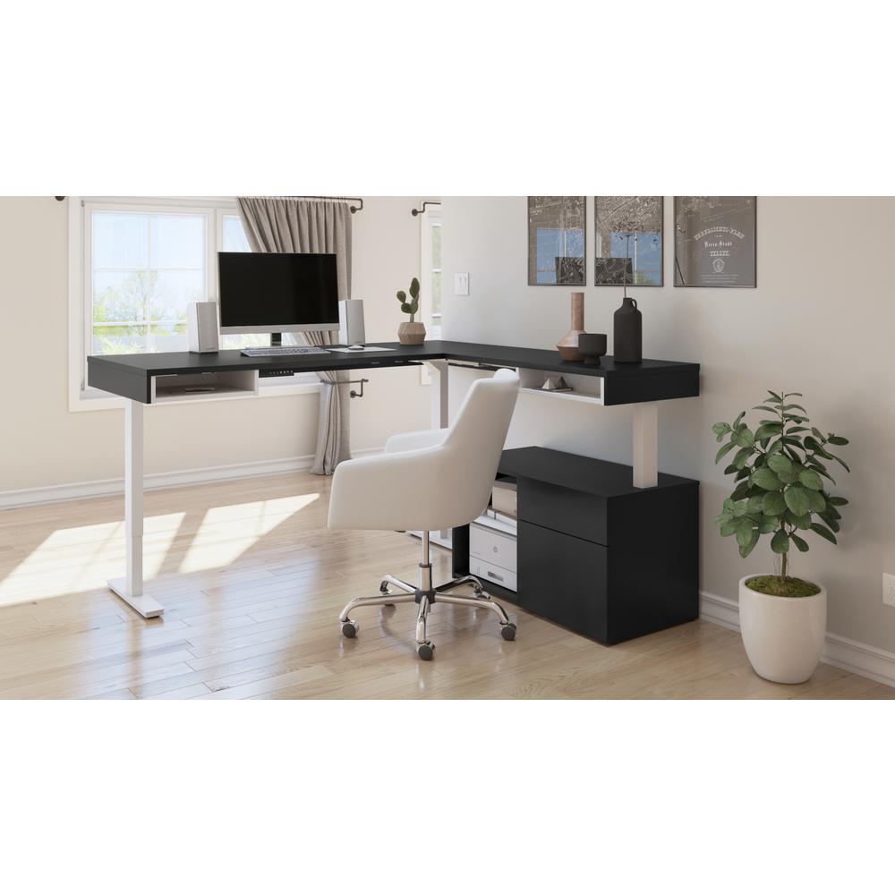 72W L-Shaped Standing Desk with Credenza