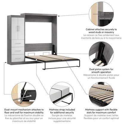 Nebula Queen Murphy Bed with Wardrobe (90W)