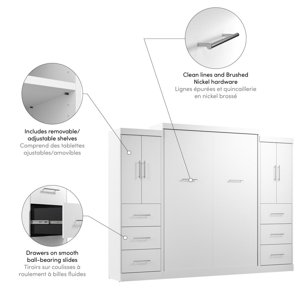 Nebula Queen Murphy Bed with 2 Wardrobes (115W)