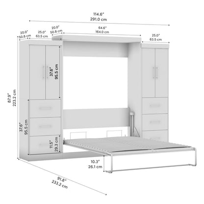 Nebula Queen Murphy Bed with 2 Wardrobes (115W)