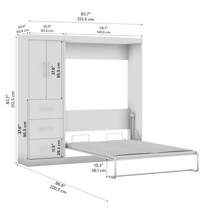 Nebula Full Murphy Bed with Wardrobe (84W)