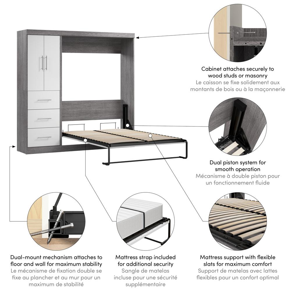 Nebula Full Murphy Bed with Wardrobe (84W)