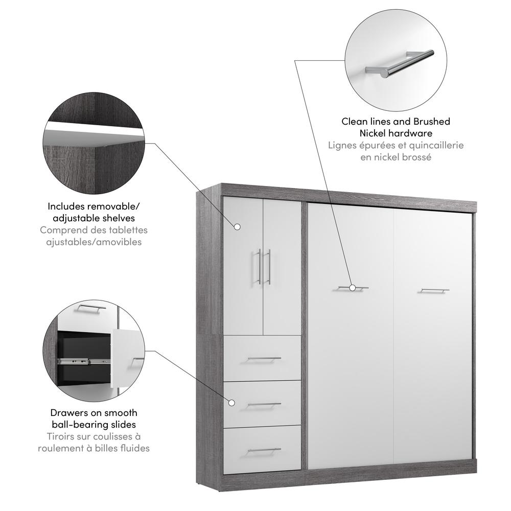 Nebula Full Murphy Bed with Wardrobe (84W)