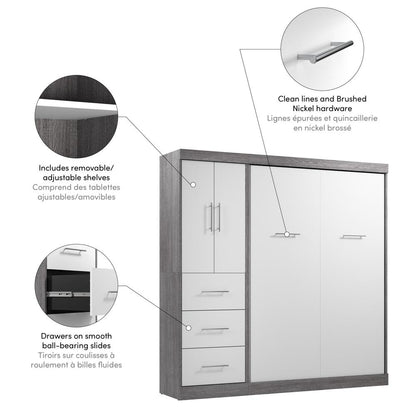 Nebula Full Murphy Bed with Wardrobe (84W)
