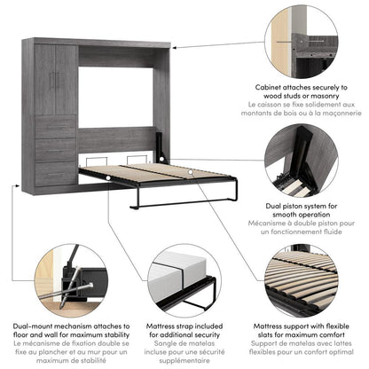Nebula Full Murphy Bed with Wardrobe (84W)