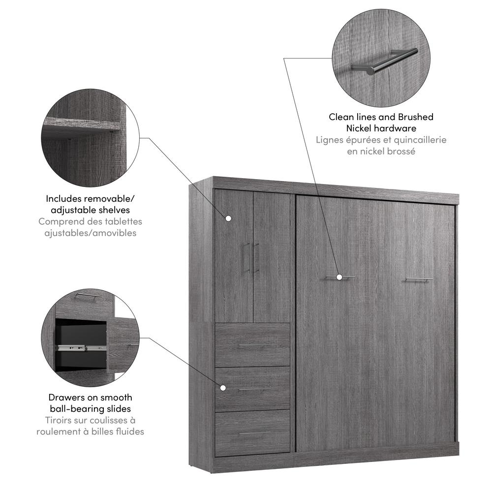 Nebula Full Murphy Bed with Wardrobe (84W)
