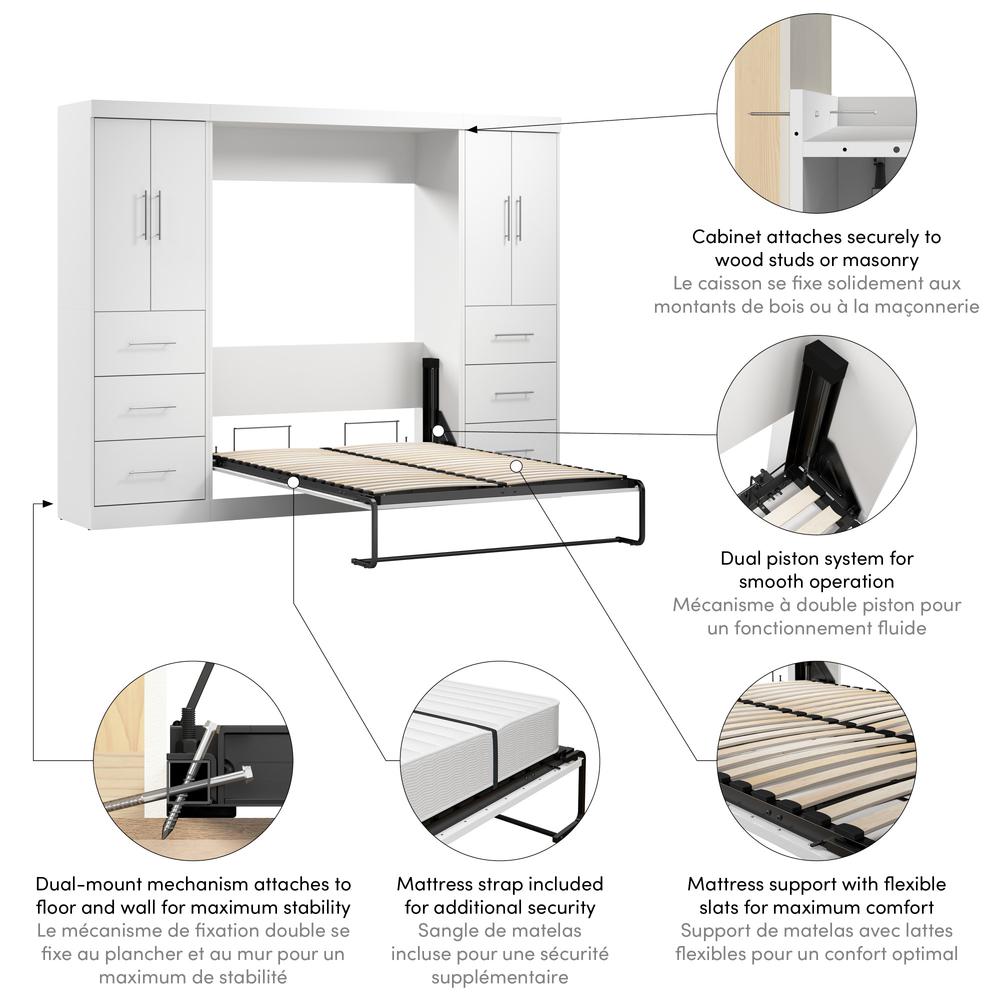 Nebula Full Murphy Bed with 2 Wardrobes (109W)