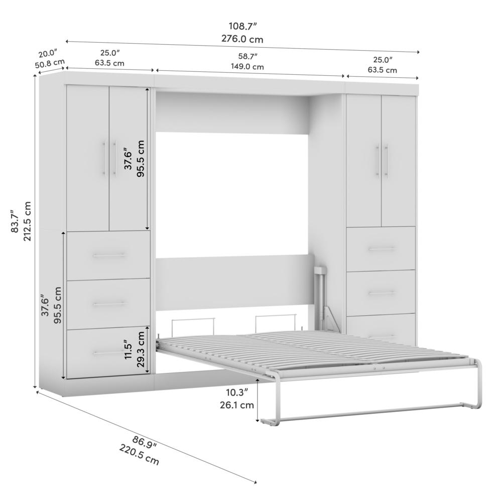 Nebula Full Murphy Bed with 2 Wardrobes (109W)
