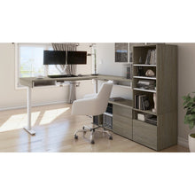 72W L-Shaped Standing Desk with Dual Monitor Arm and Storage