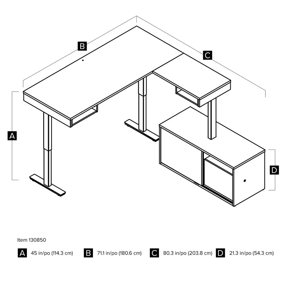 81W L-Shaped Standing Desk with Credenza