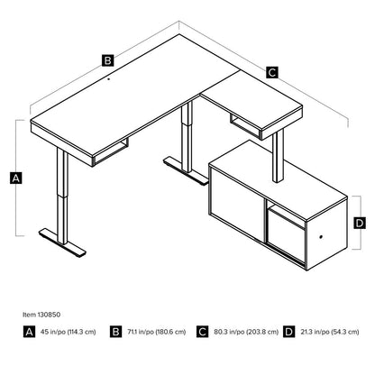 81W L-Shaped Standing Desk with Credenza