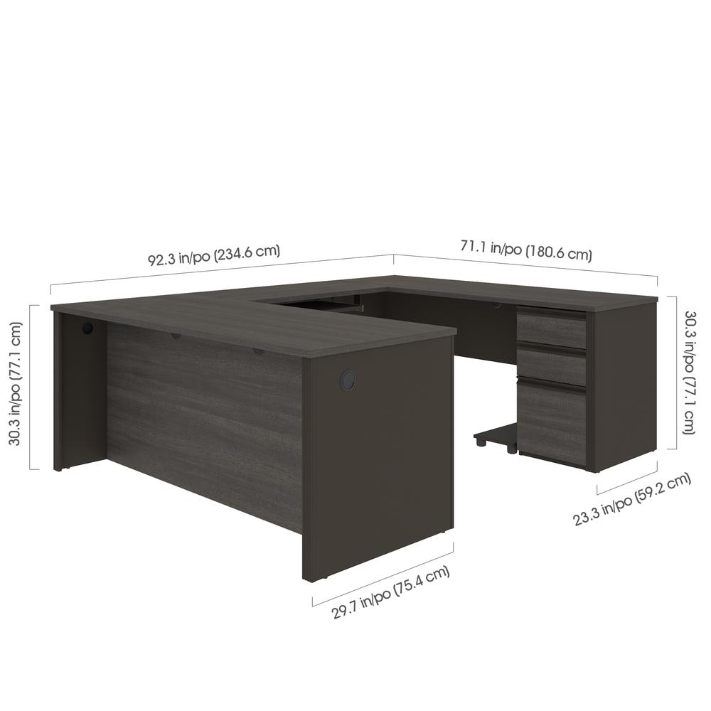 72W U-Shaped Executive Desk with Pedestal