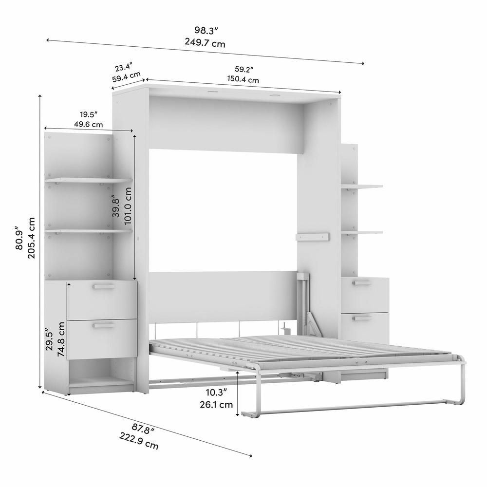 Cielo Full Murphy Bed with Nightstands and Floating Shelves (99W)