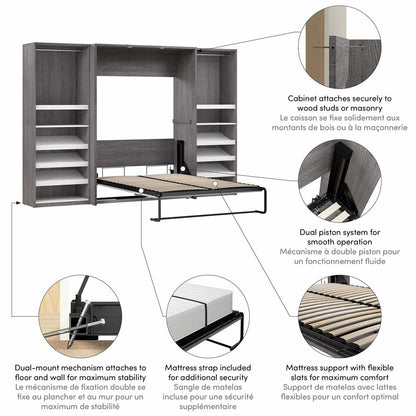 Cielo Full Murphy Bed with 2 Closet Organizers (119W)