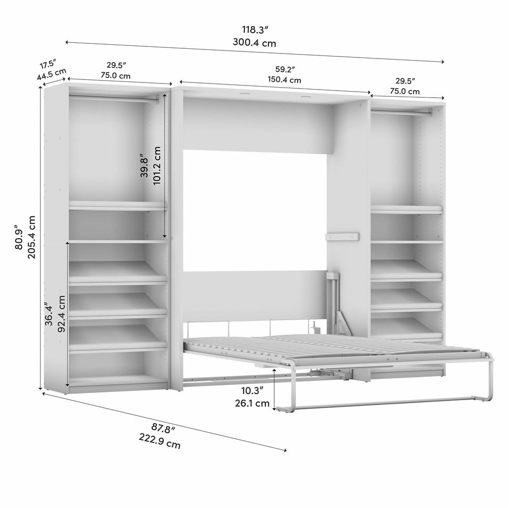 Cielo Full Murphy Bed with 2 Closet Organizers (119W)