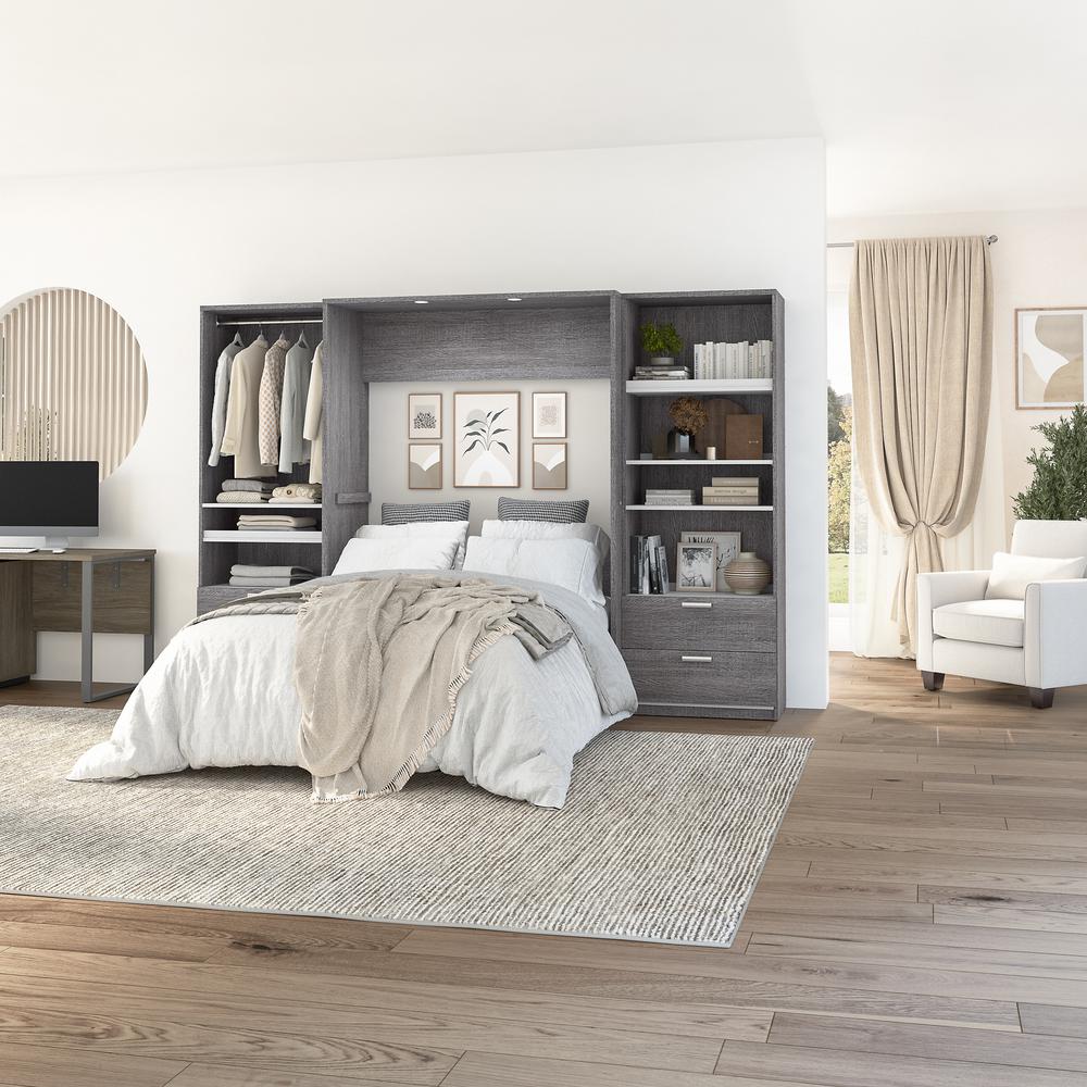 Cielo Full Murphy Bed with 2 Closet Organizers with Drawers (119W)