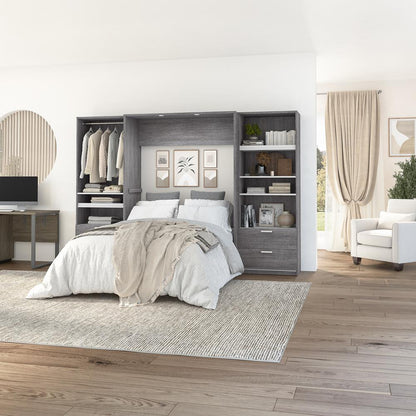 Cielo Full Murphy Bed with 2 Closet Organizers with Drawers (119W)