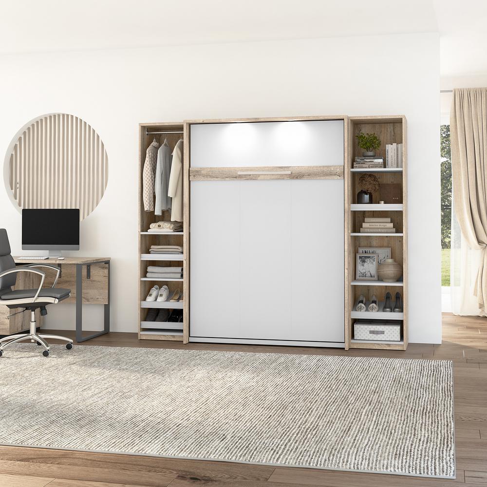 Cielo Full Murphy Bed with 2 Narrow Closet Organizers (99W)