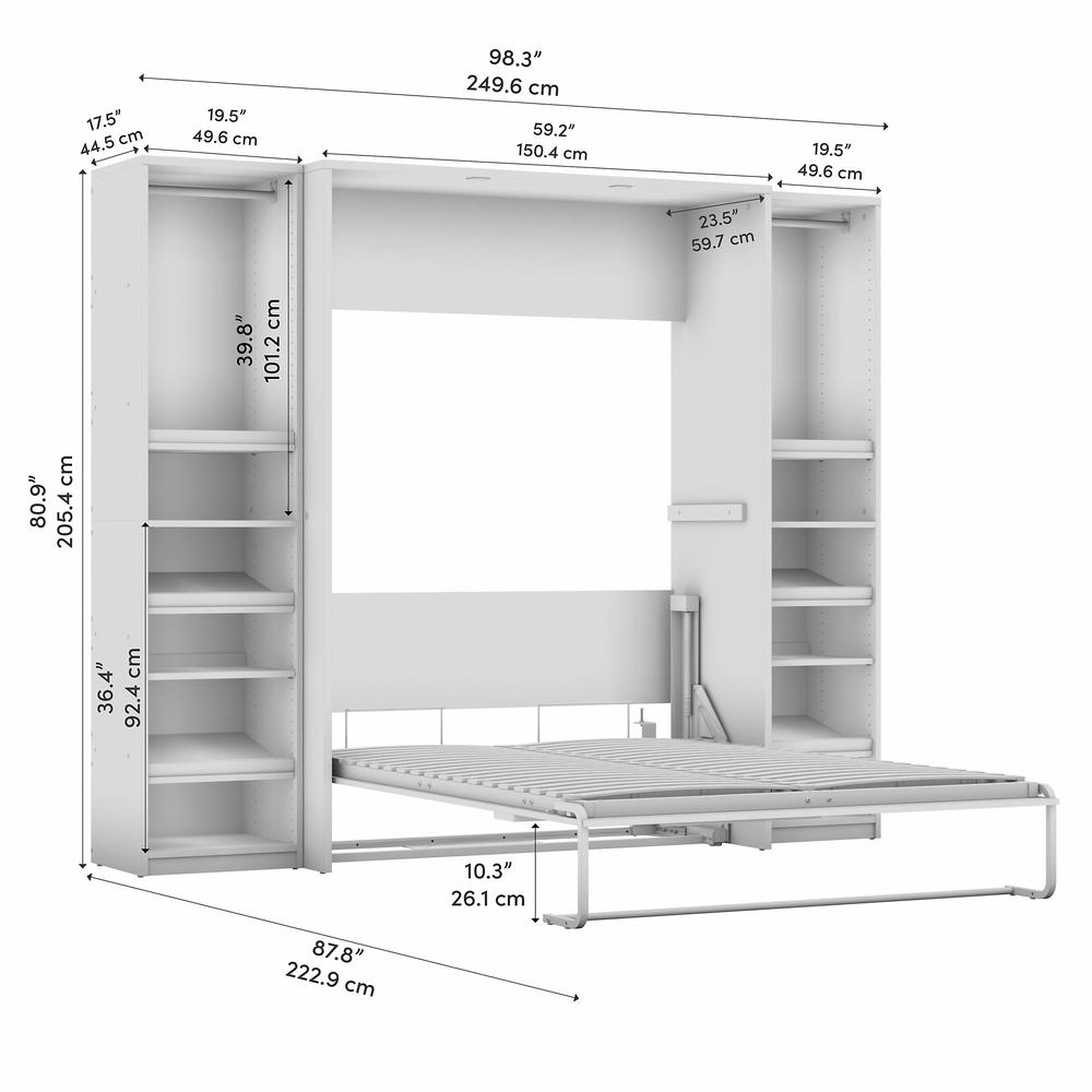 Cielo Full Murphy Bed with 2 Narrow Closet Organizers (99W)