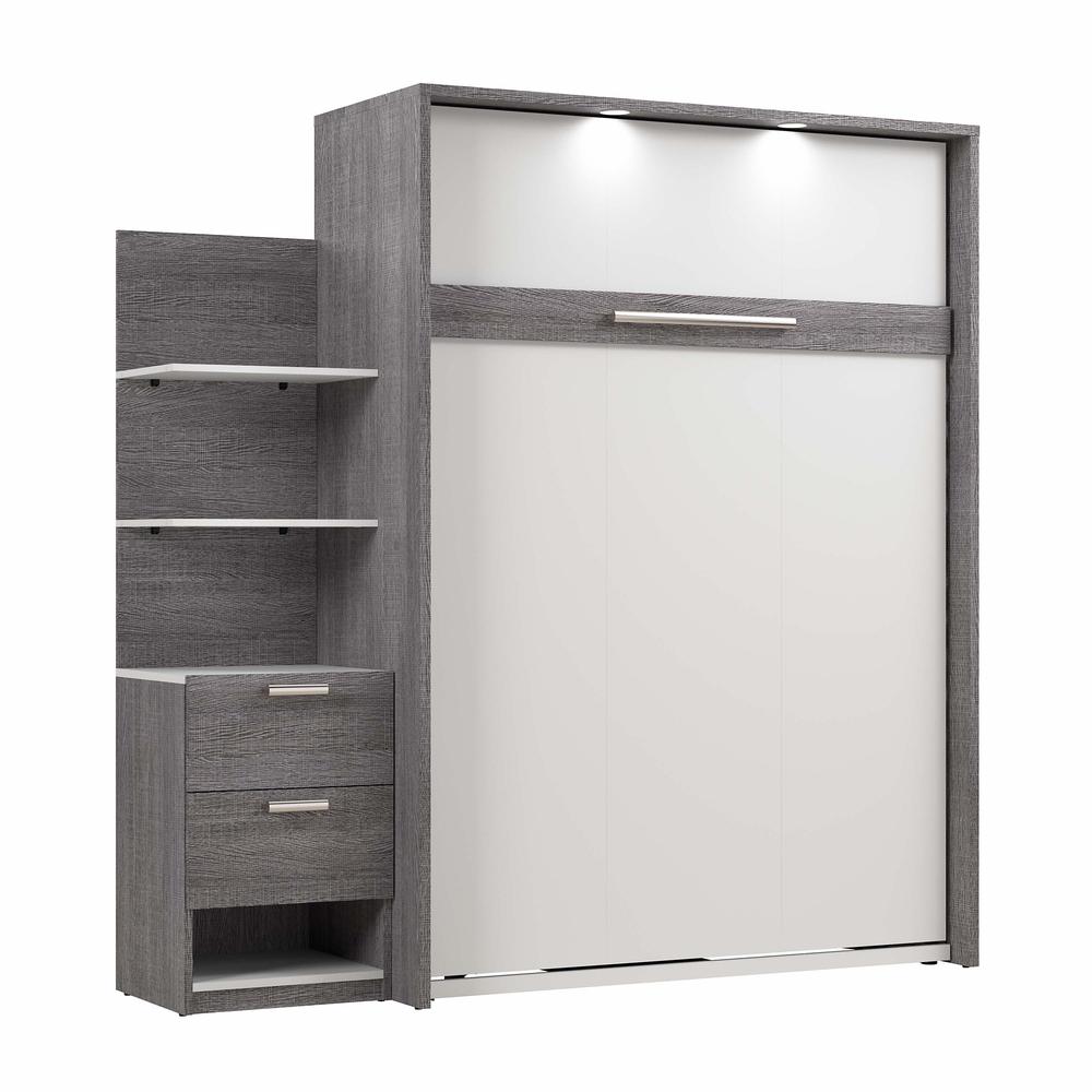 Cielo Full Murphy Bed with Nightstand and Floating Shelves (79W)