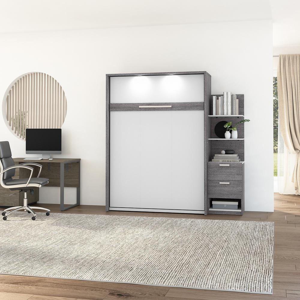 Cielo Full Murphy Bed with Nightstand and Floating Shelves (79W)