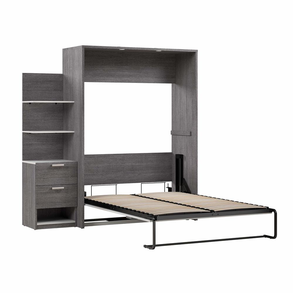 Cielo Full Murphy Bed with Nightstand and Floating Shelves (79W)