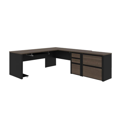 72W L-Shaped Desk with Lateral File Cabinet