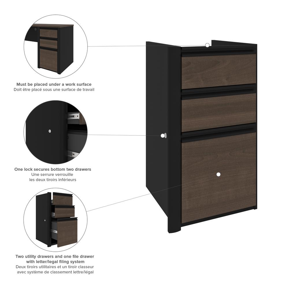 72W L-Shaped Desk with Lateral File Cabinet