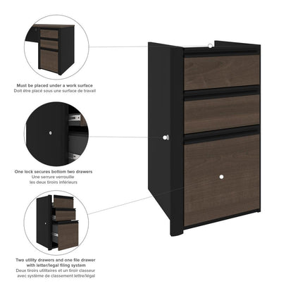 72W L-Shaped Desk with Lateral File Cabinet