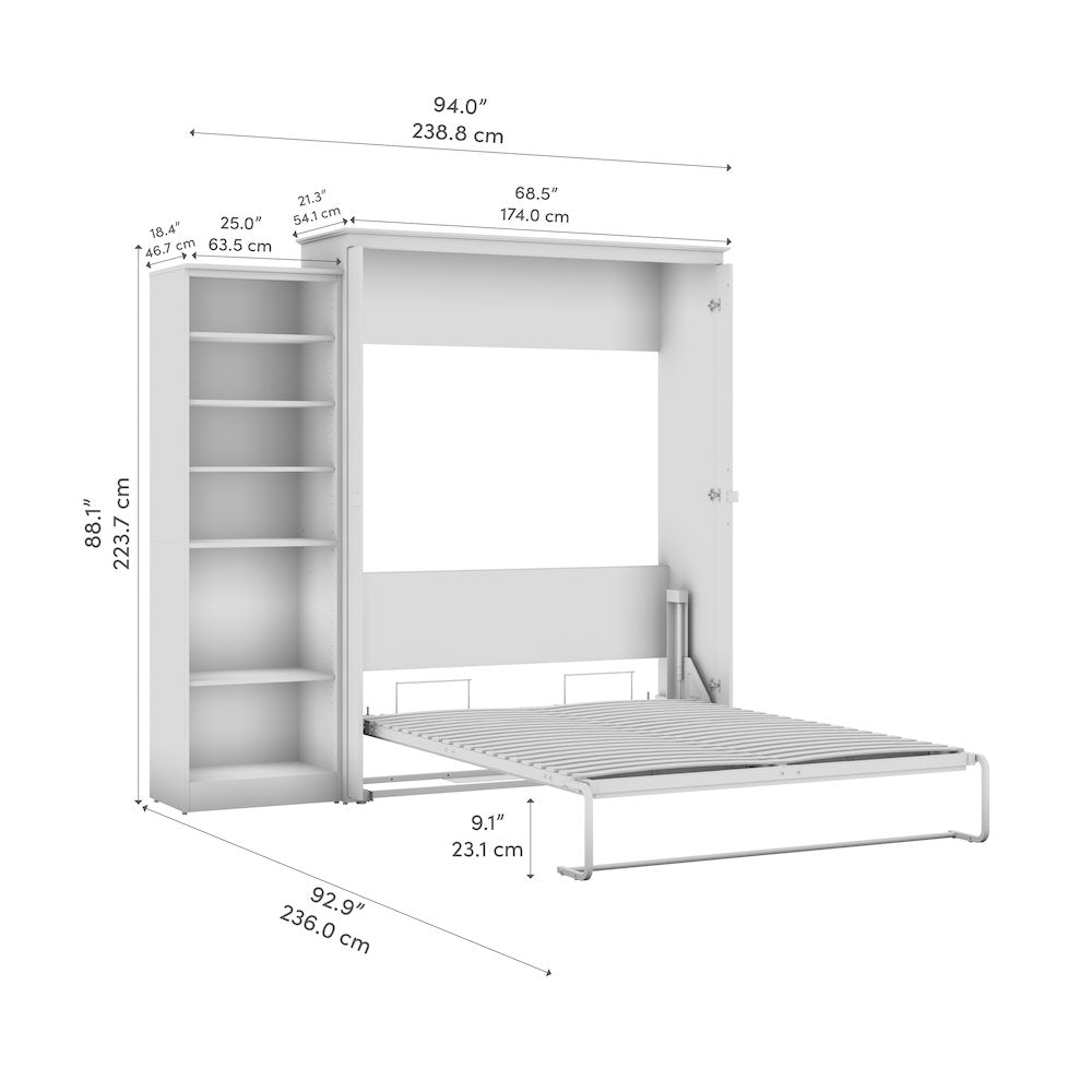 Key West Queen Murphy Bed with Closet Organizer (94W) in Pure White Oak