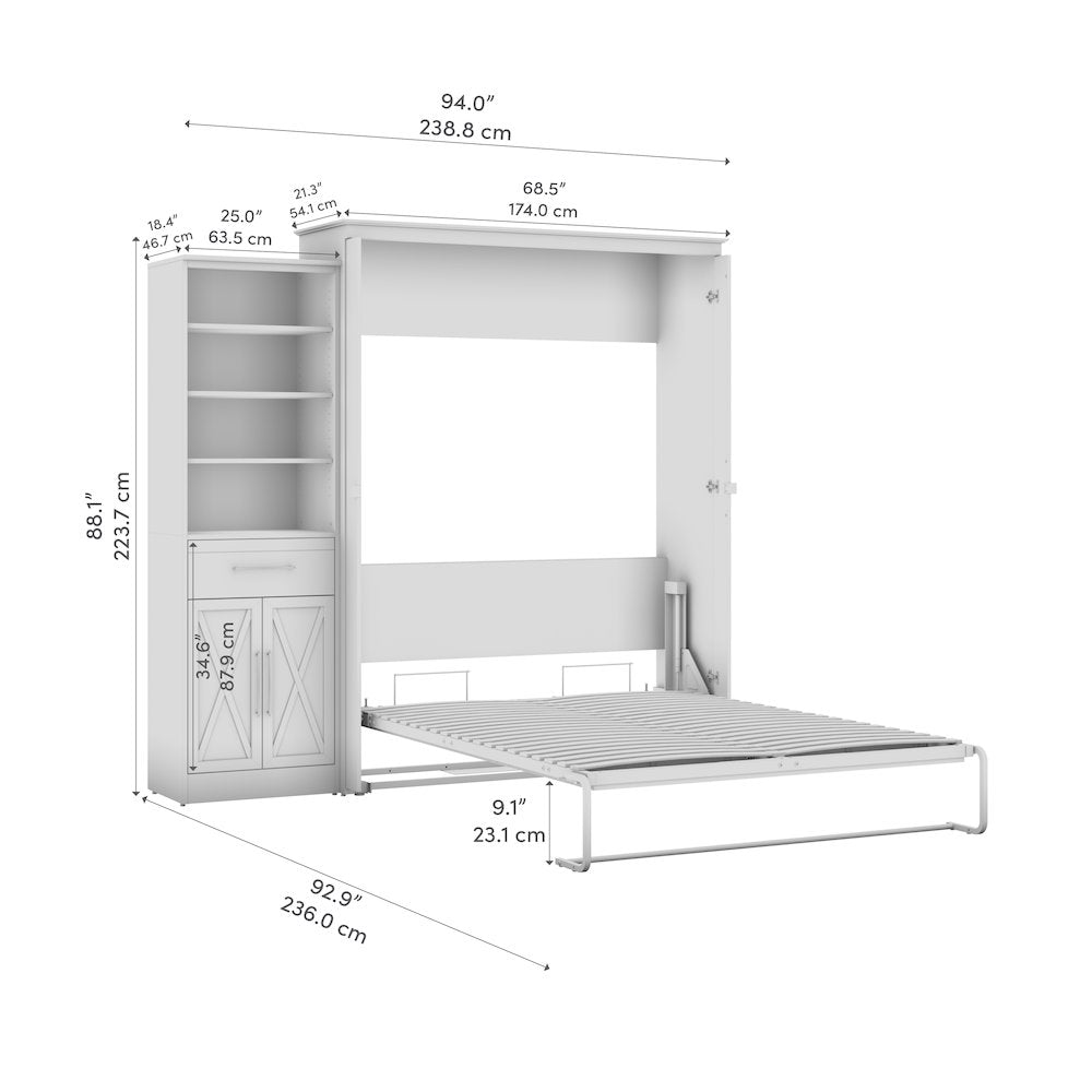 Key West Queen Murphy Bed and Closet Organizer with Drawer and Doors (94W)