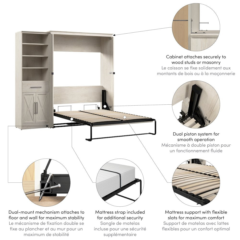 Key West Full Murphy Bed and Closet Organizer with Drawer and Doors (88W)