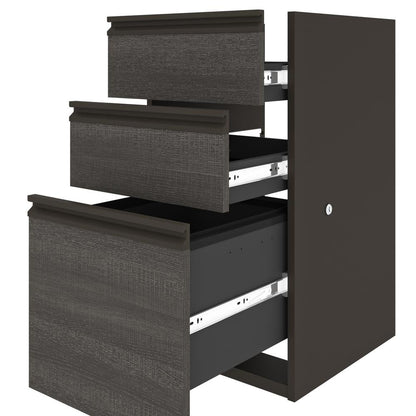 72W L-Shaped Standing Desk with Pedestal and Hutch
