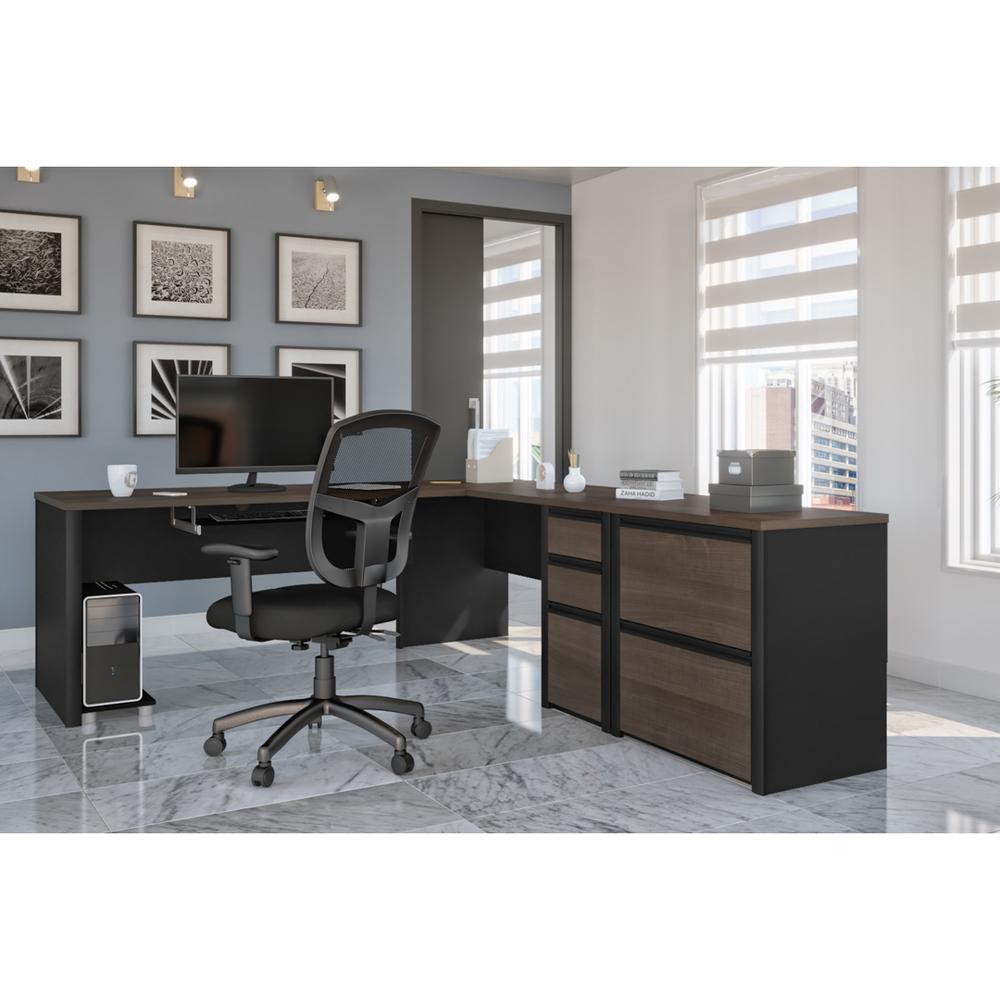72W L-Shaped Desk with Lateral File Cabinet