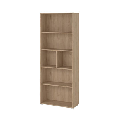 Brown 6-Shelf Bookcase with Adjustable Storage Shelves for Office Use
