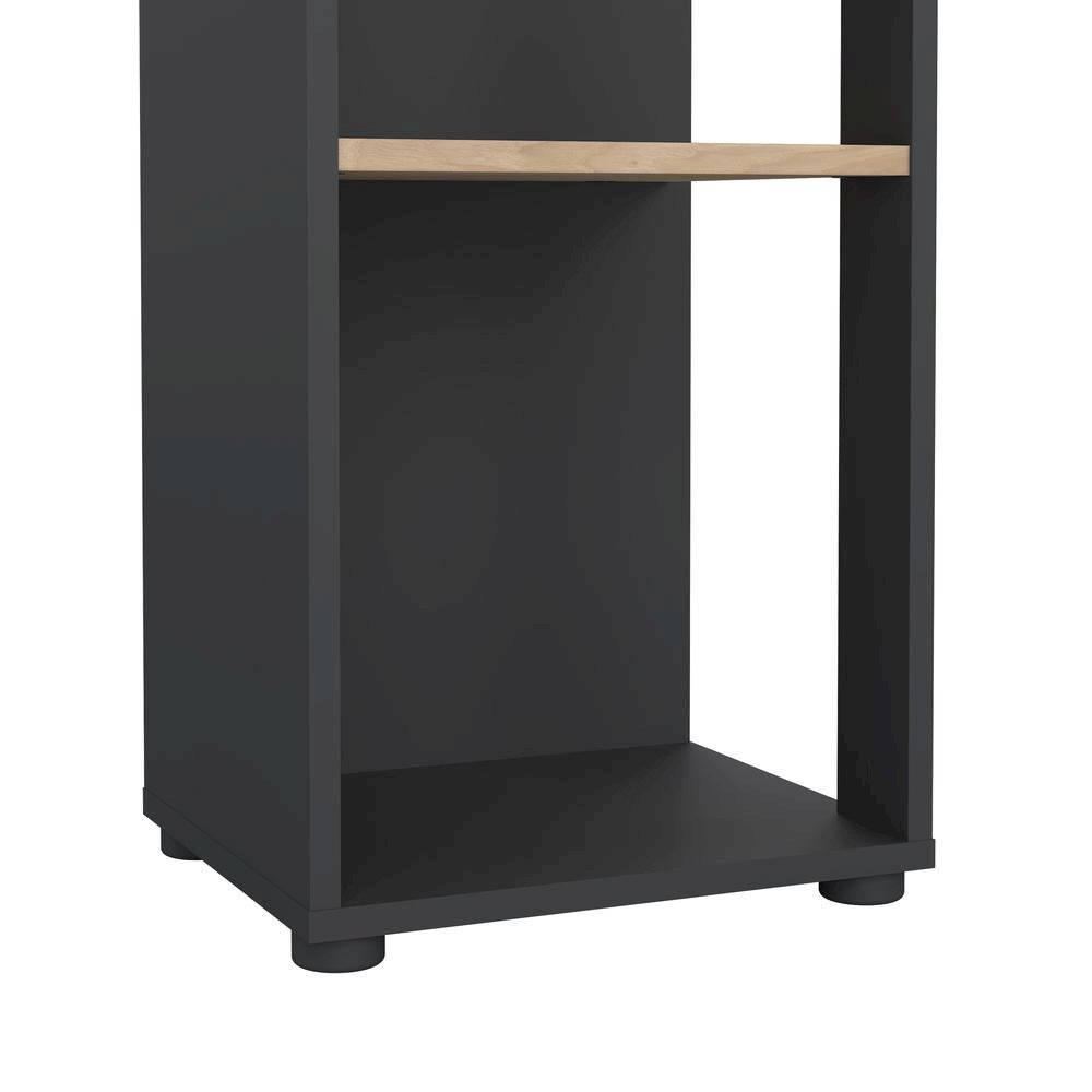 Gray 5-Shelf Bookcase with Fixed Shelves for Living Room or Office