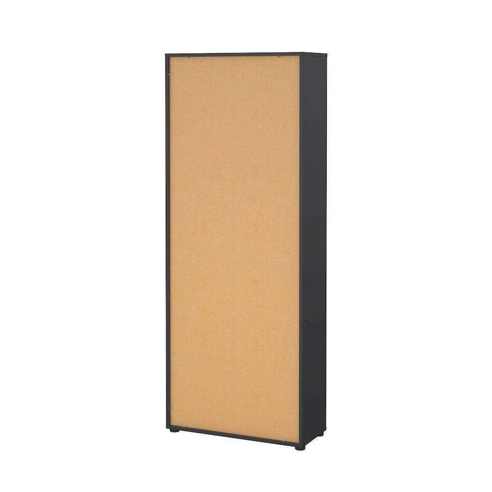 Gray 6-Shelf Bookcase with 4 Doors and Adjustable Storage Shelves