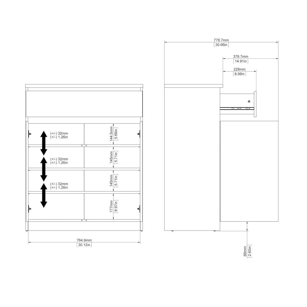 Scottsdale 1 Drawer, 2 Door Sideboard, White High Gloss