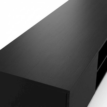 Black Matte TV Stand with 2 Drawers and 1 Shelf for Living Room
