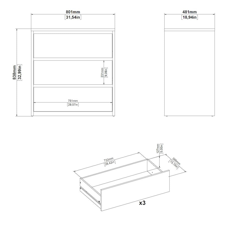 Next 31-inch Wide 3-Drawer Chest, White